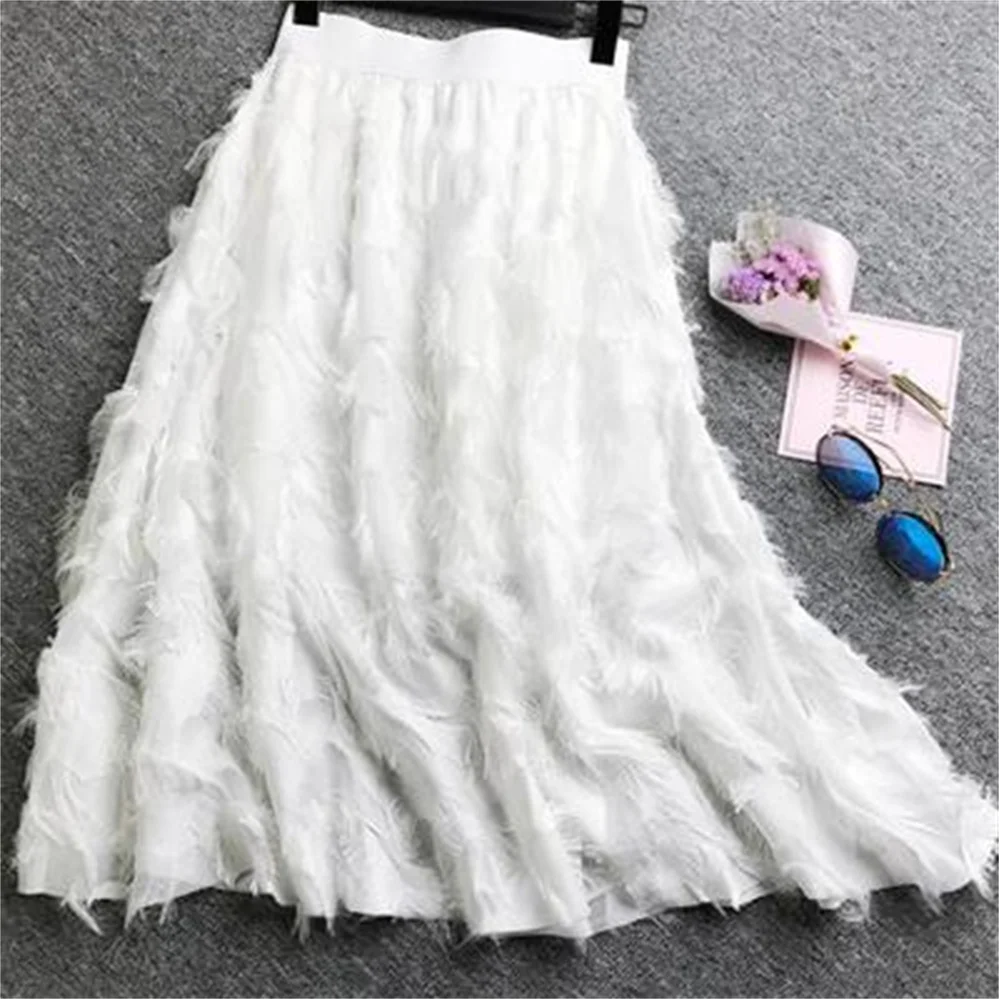 Женская плиссированная юбка повседневная с высокой талией эластичная для