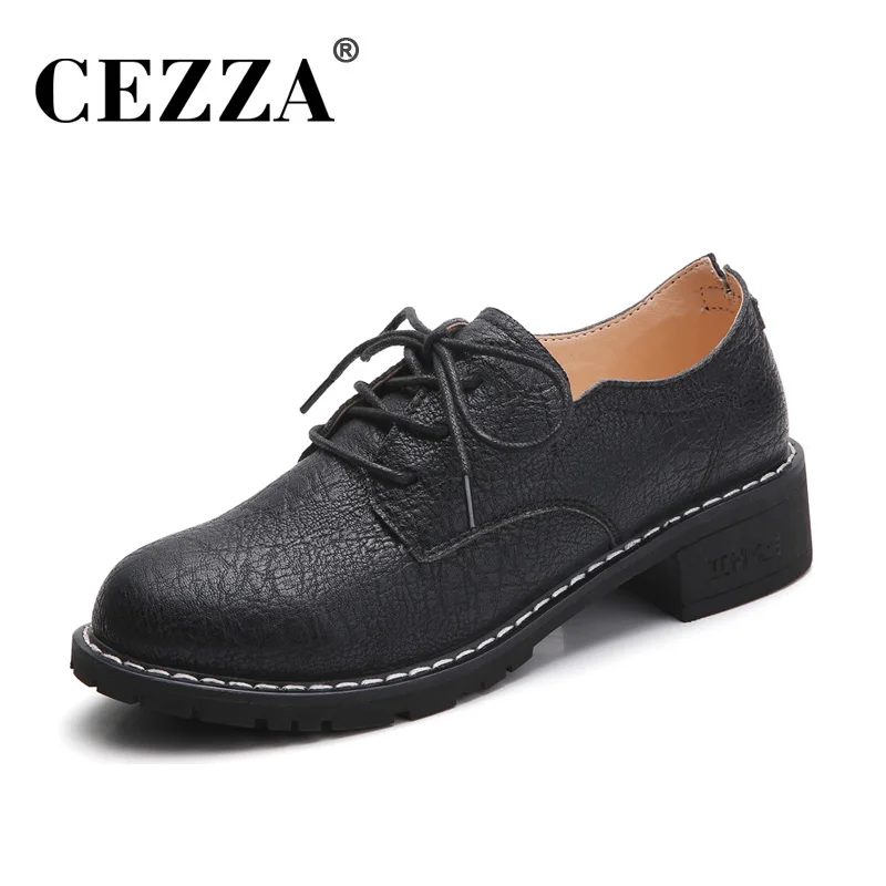 Туфли-лодочки CEZZA женские на шнуровке кожаные средний каблук оксфорды для работы