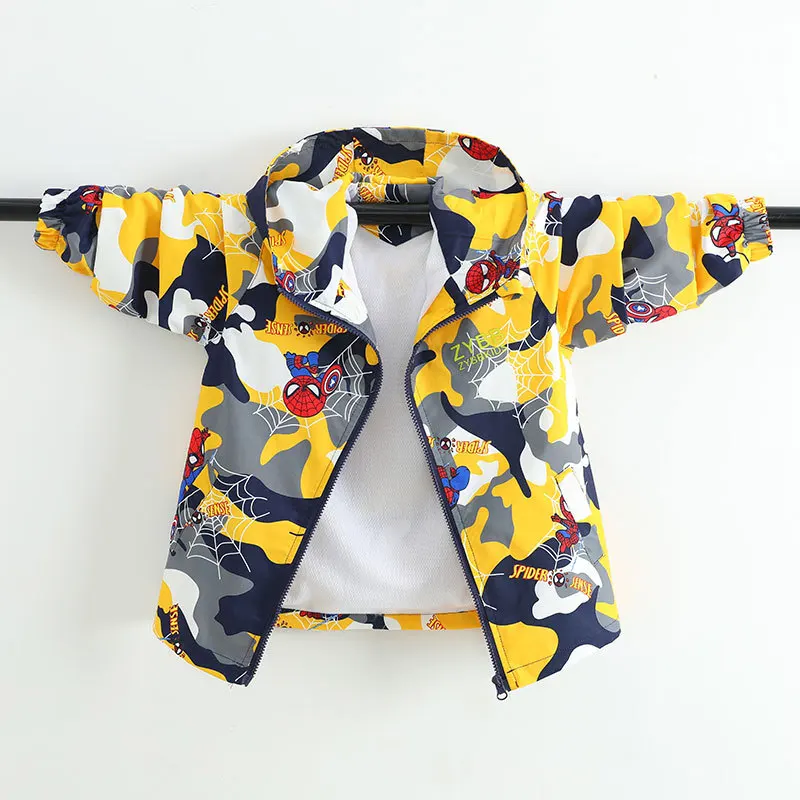 Осенняя одежда для мальчиков-подростков куртка на молнии с человеком-пауком