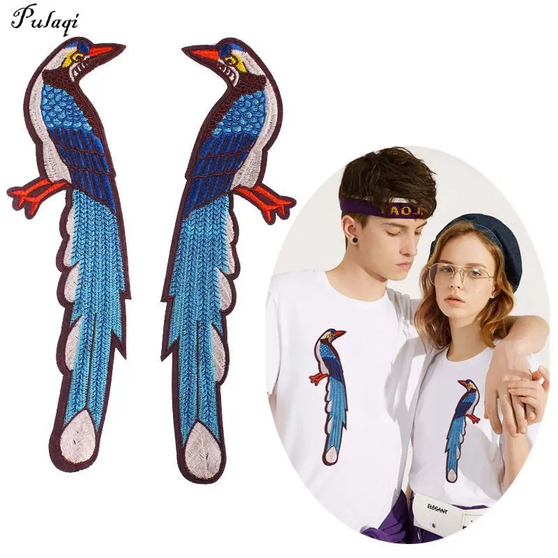 Вышитые нашивки Pulaqi в виде птицы Феникса пара для одежды полосатые наклейки на
