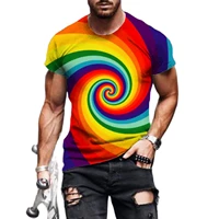 fashion rainbow vertigo printed hypnotic cool t shirt casual short sleeve colorful t shirt