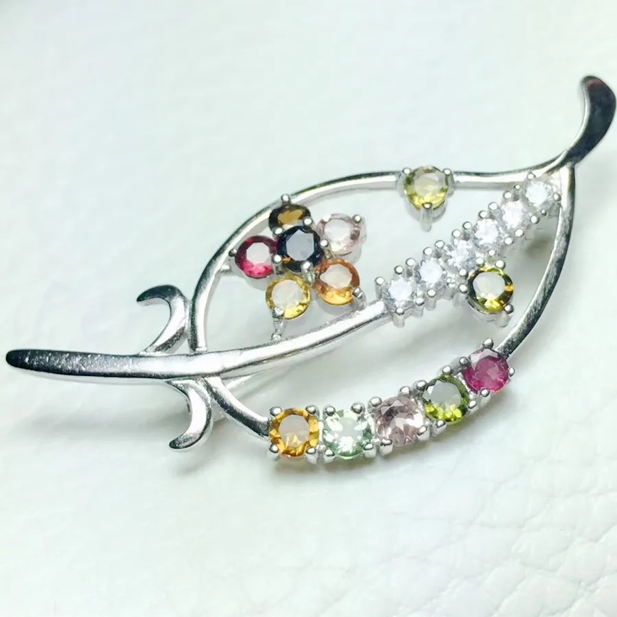 Брошь из серебра 925 пробы с натуральным сапфиром карат * 13 шт.