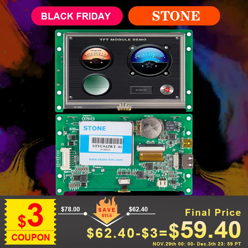 

4.3" Display LCD Touch Panel + Controller + Driver + Program Support Any MCU/ PIC/ ARM 100PCS