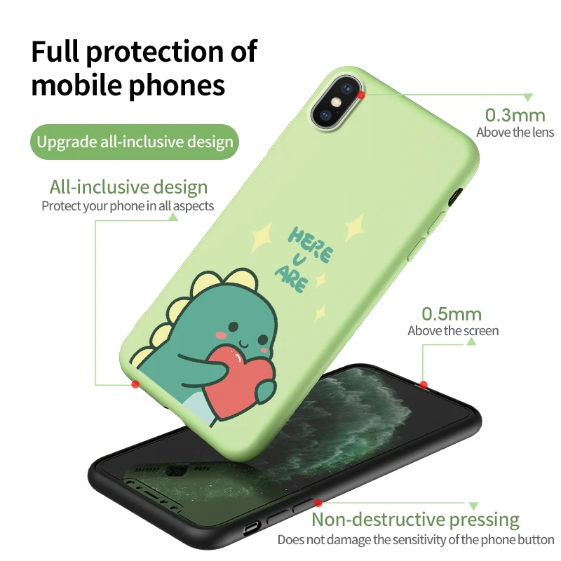 Силиконовый чехол для iPhone 6, 6 S, 7, 8 Plus, X, XR, Xs, Max, милый мультяшный чехол, силиконовый чехол, бампер для iPhone 11 Pro, Max, Funda, Coque Capa