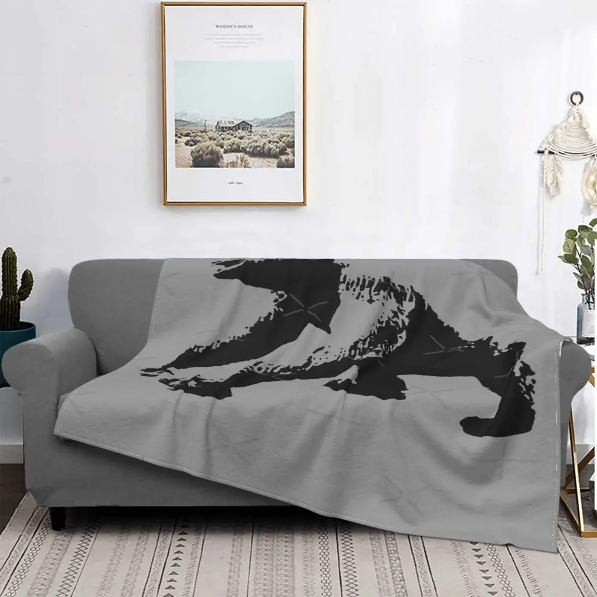 

Manta de Primate Ape, colcha negra y gris, cubierta de cama cuadros, manta Kawaii, colcha para camas