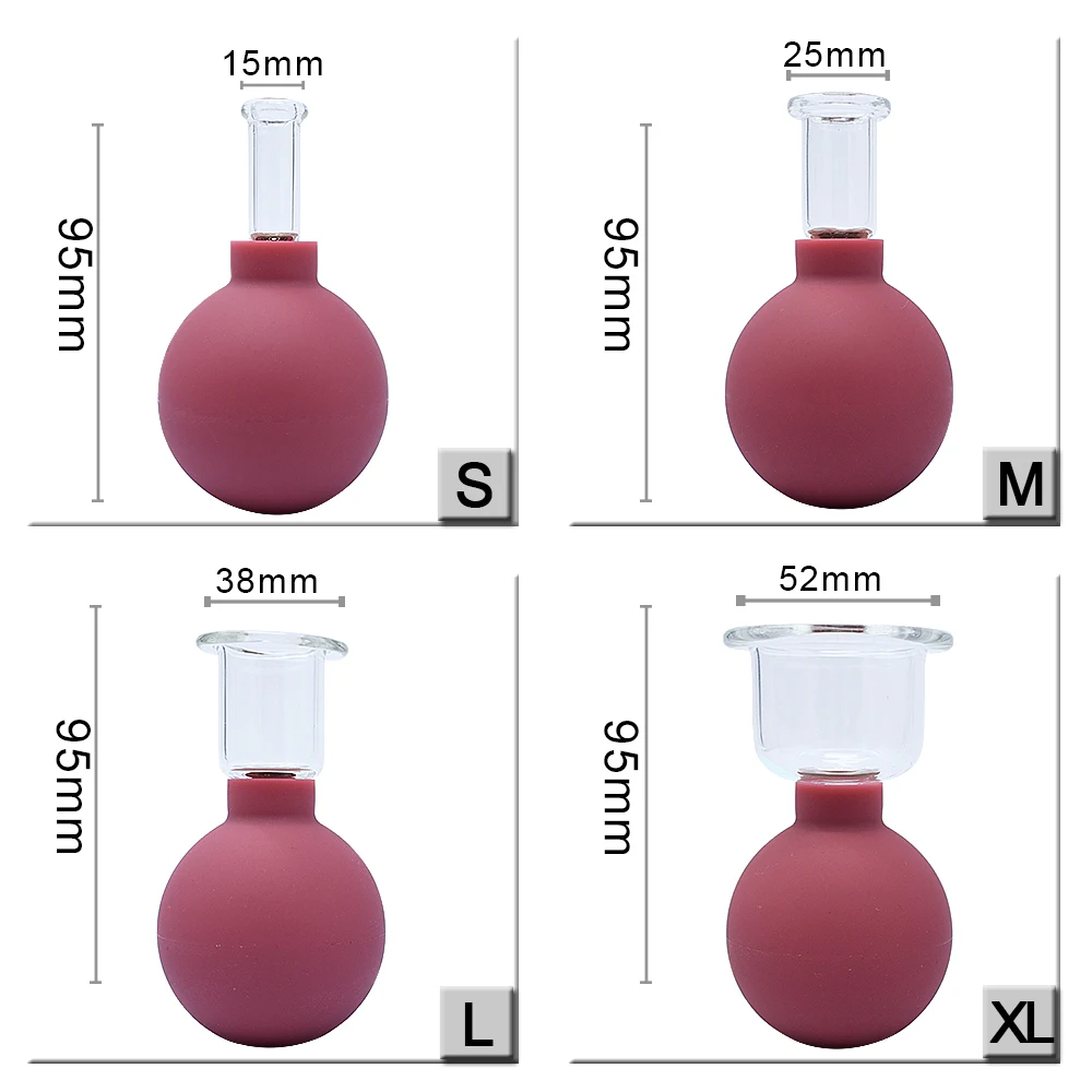 

4Pcs/Set Blue Vacuum Cupping Cups PVC Head Glass Suction Body Massage Family Meridian Acupuncture Chinese Medical Therapy Jar