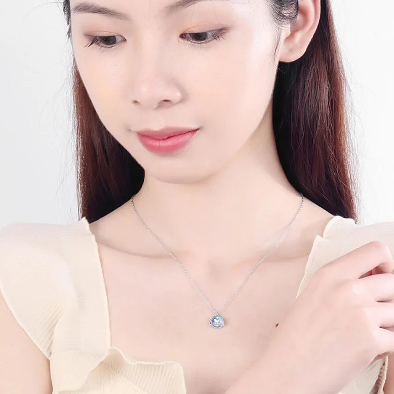 Женское ожерелье из серебра 925 пробы с кристаллами|Подвески| |