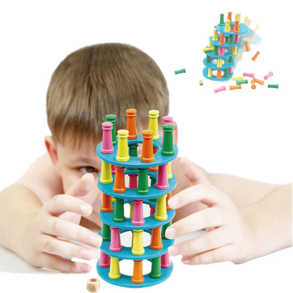 Раннего образования строительный блок детей укладки пиццы наклон башни коллапс