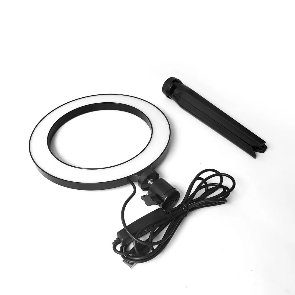 DOLED 6&quot LED Mini Round Ring Light Lamp with Tabletop Stand for Selfie Live Stream Photographic Lighting Video Conference Zoom |