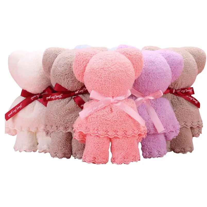 

New Cute Fashion Coral Fleece Towel Kawaii Little Bear Towel Christmas Creative Marriage Opening Holiday Children Birthday Gift