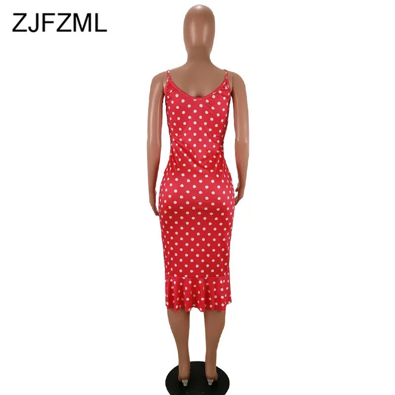 С узором в горошек с принтом сексуальное платье русалочкой 2021 Новый Спагетти