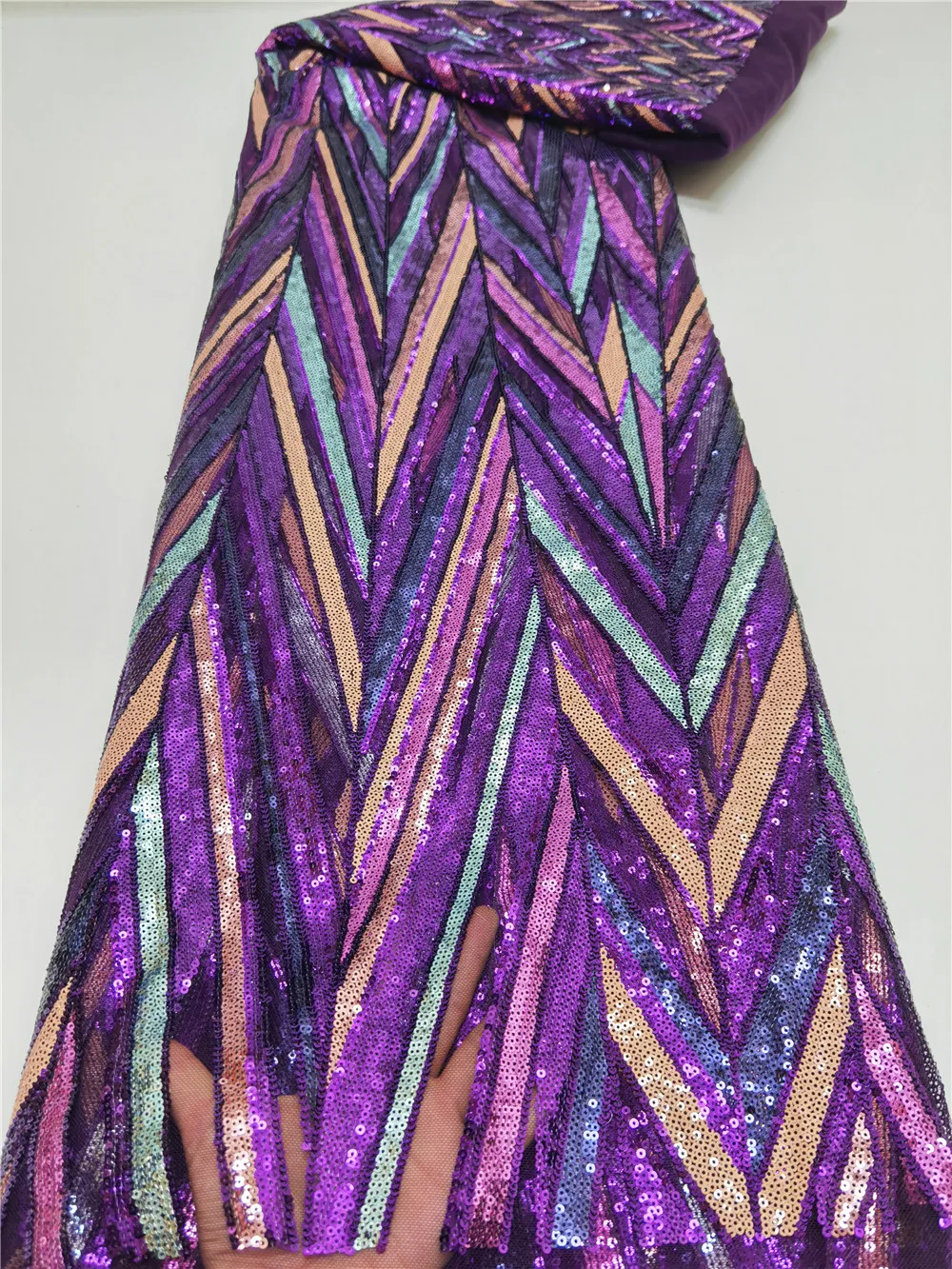 

Новая высококачественная многоцветная африканская кружевная ткань с блестками, французская сетчатая вышивка, тюль, кружевная ткань для ни...