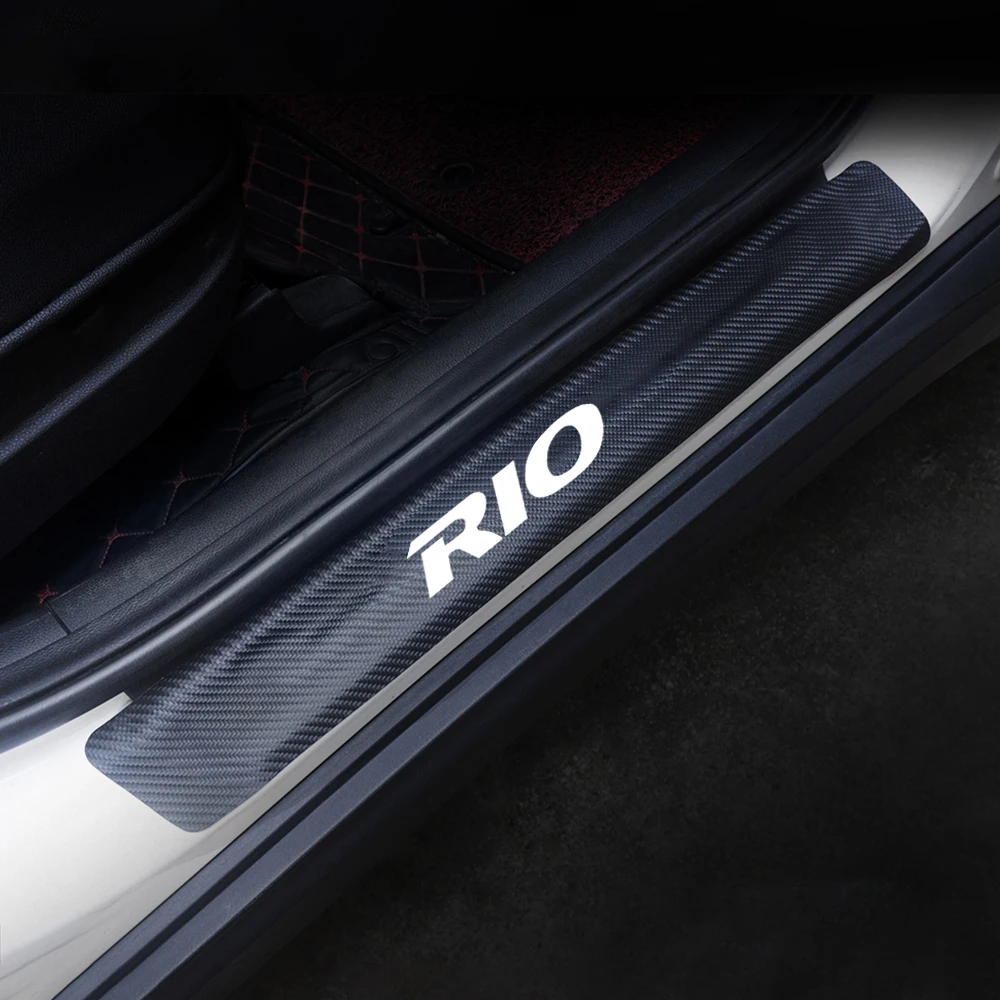 Для Kia RIO 3 4 5 2000 2018 2019 2020 шт. углеродное волокно защита порога двери автомобиля