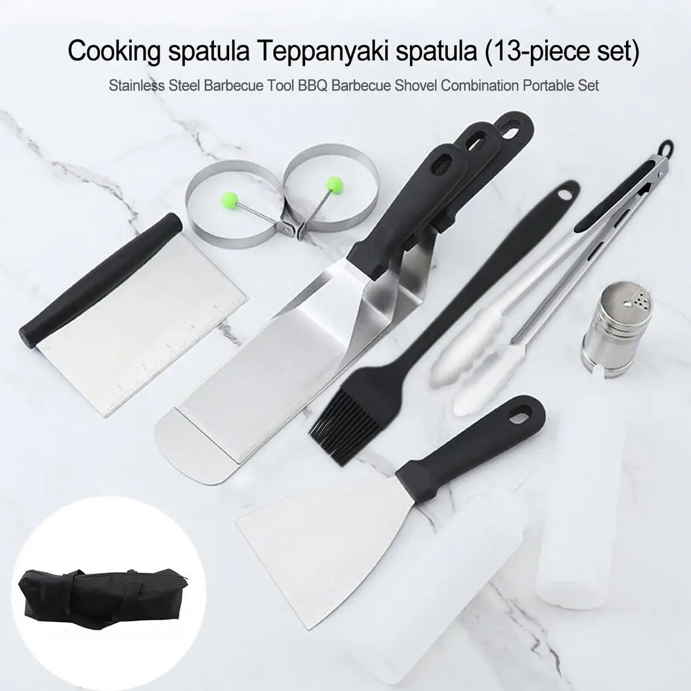 

13PC Barbecue Tools Set Stainless Steel Clip/Spatula/Noodle Cutter/Bottle/Brush/Omelette ring/bag BBQ kitchen Barbecue tool