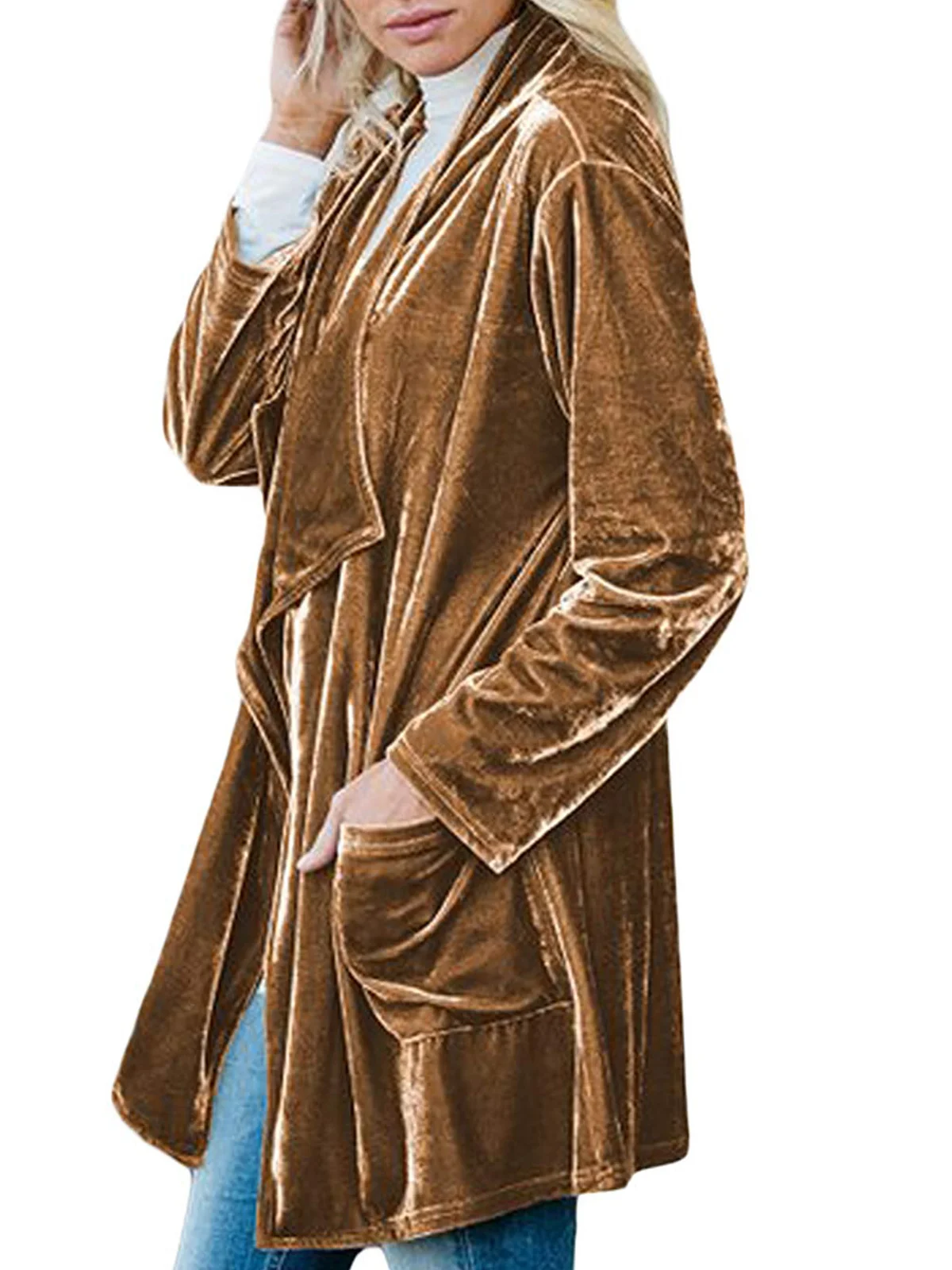 Женский Бархатный жакет ROENICK в стиле ретро с длинным рукавом блейзер драпировкой