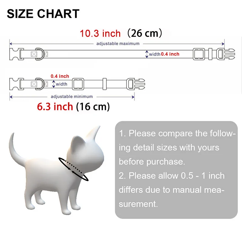 

Personalized ID Free Engraving Cat Collar Safety Breakaway Small Dog Cute Nylon Adjustable for Puppy Kittens Necklace