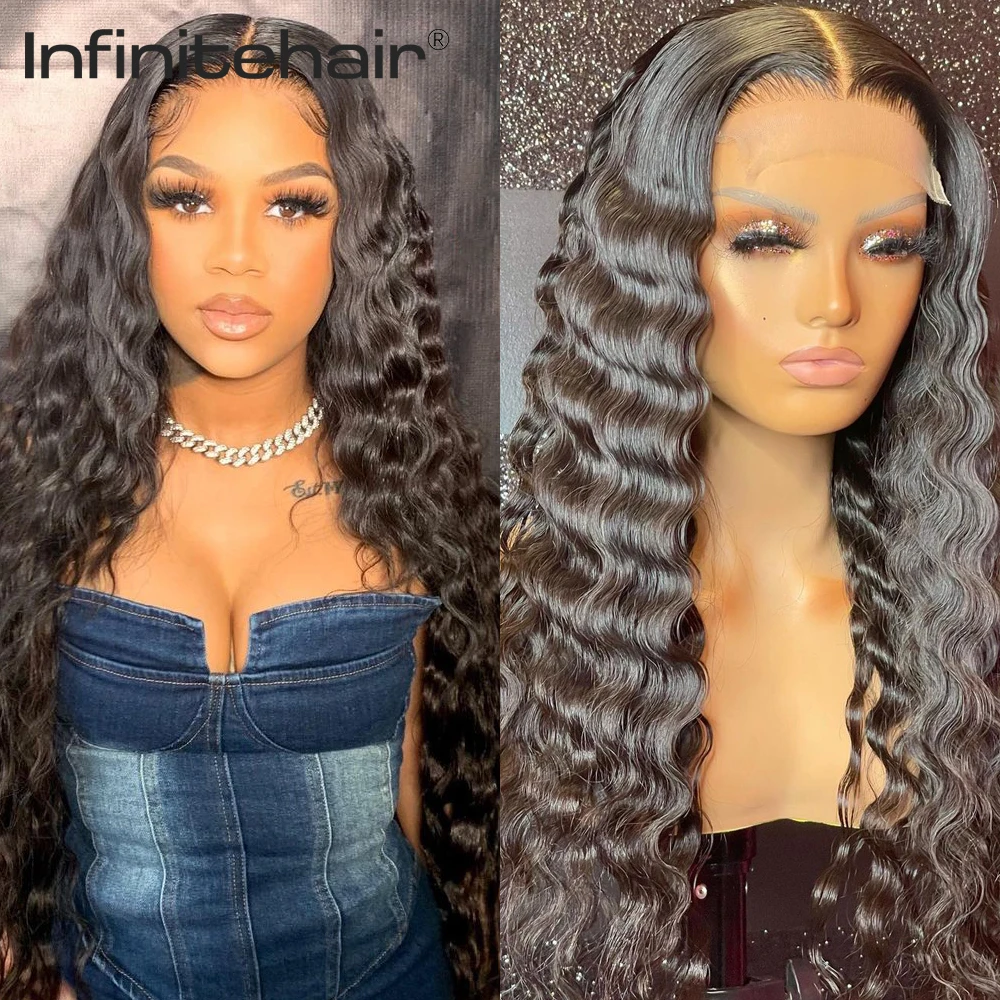Loose Wave Middle Part 13*1 T Part Lace Front 150% Density Human Hair Wigs Remy Brazilian Hair Pre Plucked Lace Wig