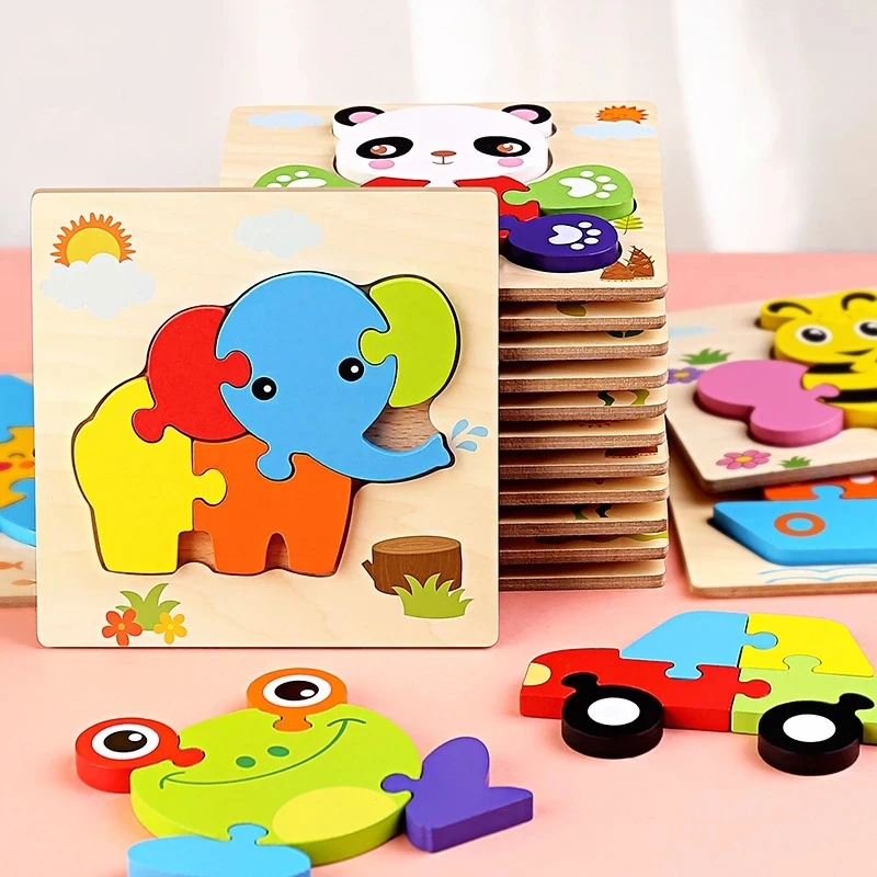 Детские игрушки Деревянный 3d пазл танграммские формы Обучающие животные Интеллектуальный пазл игрушки для детей Обучающие Монтессори