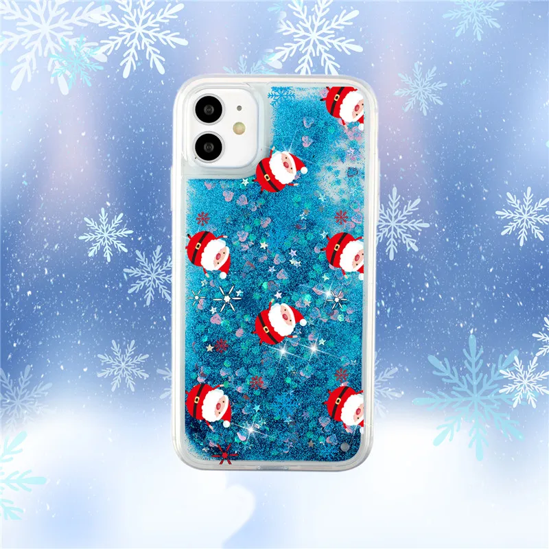 

Quicksand Liquid Glitter Christmas Cartoon Santa Claus Elk Cases For Samsung Galaxy A01 A20E A51 A71 A91 A11 A21 Note 20 Plus