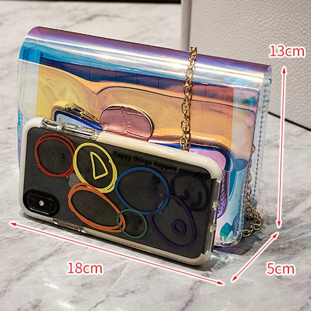 2020 модная женская прозрачная сумка через плечо с лазерным рисунком