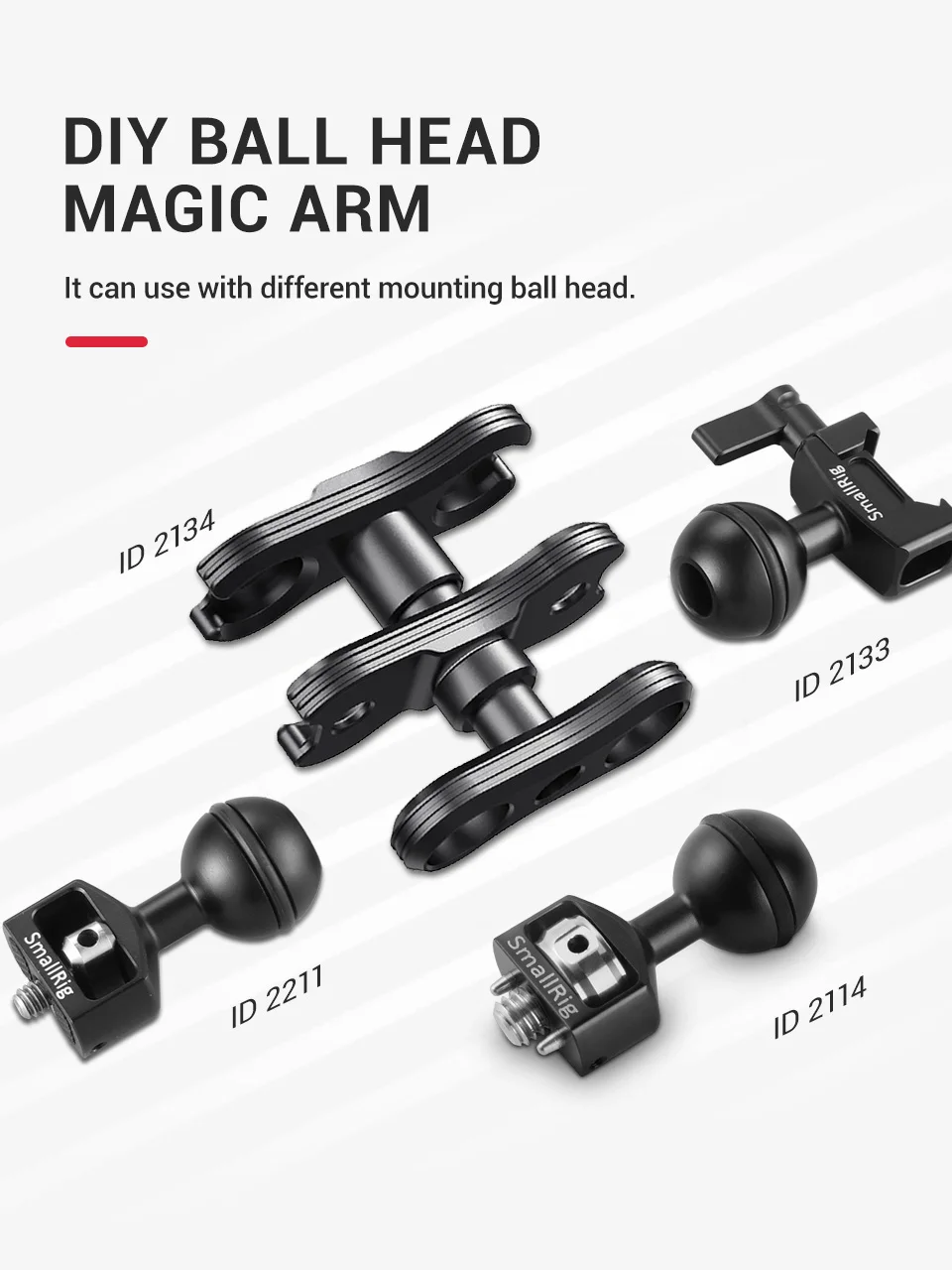 SmallRig DSLR камера Артикуляционная Волшебная рукоятка с двойными шариковыми головками(винты 1/4 ''и 3/8'') Регулируемая шарнирная рукоятка 2212