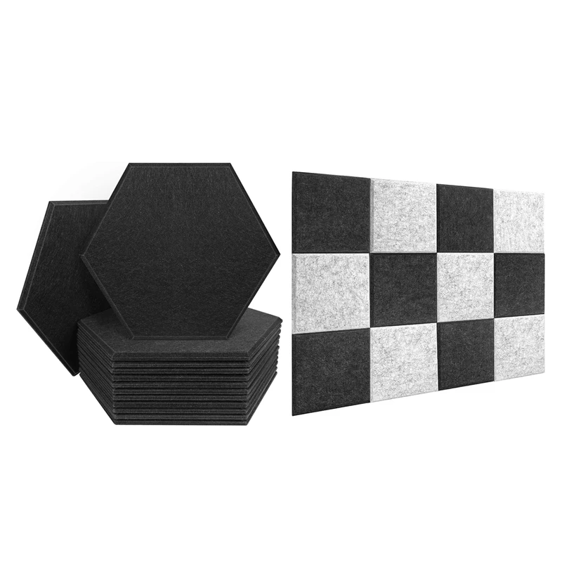 

24 Pcs Acoustic Foam Panels,Soundproofing Panel Beveled Edge Sound Panels, 12 Pcs A & 12Pcs B