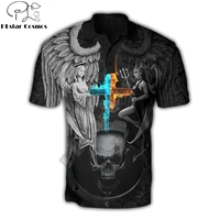 satanic skull angel and demon 3d printed mens polo shirt summer short sleeve t shirt streetwear casual fashion men tops pol 06