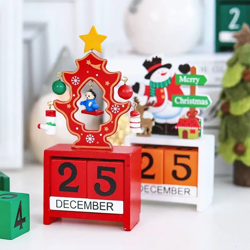 Рождественский подарок календарь деревянные украшения настольные Предметы