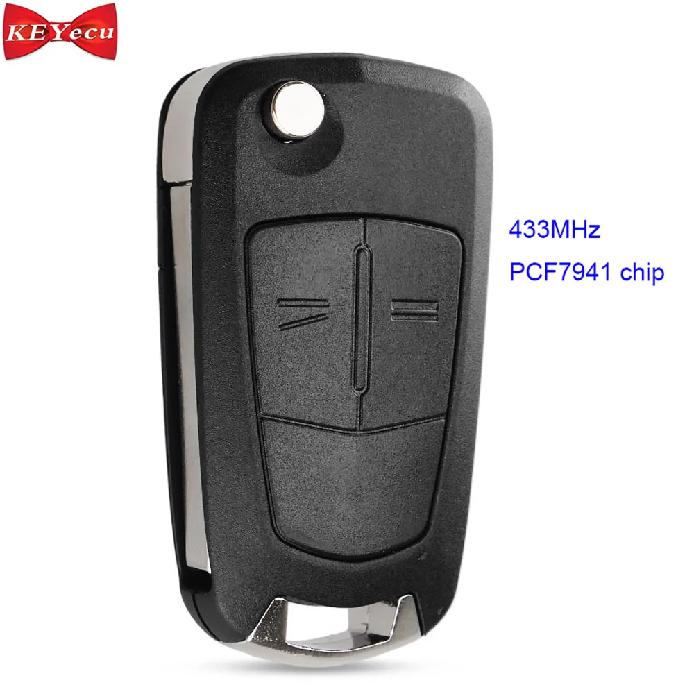 KEYECU для Opel Astra H 2005-2009 Zafira B 2006-2013 дистанционный ключ-брелок от машины 433 МГц PCF7941 чип HU100 лезвие 2 кнопки