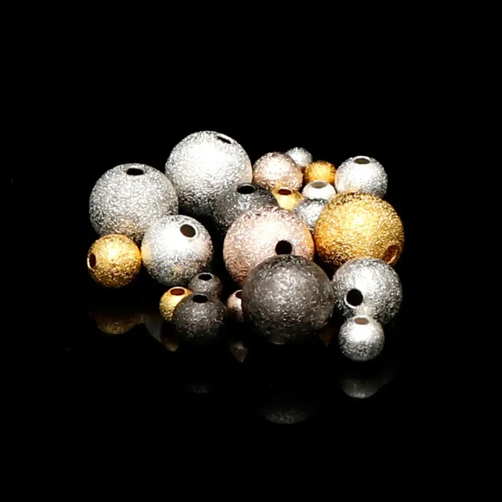 Золотистые и Серебристые круглые медные бусины разделители матовые для