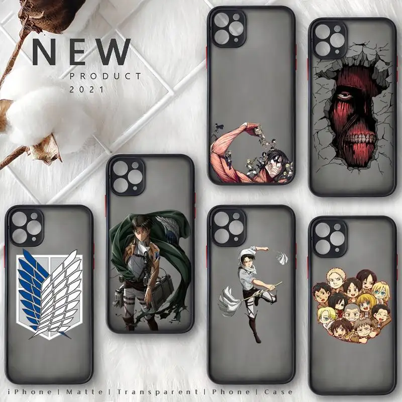 

Attack on titan anime Phone Case Matte Transparent for iphone 11 12 pro mini XS XR X max 7 8 plus TPU Mobile bags