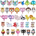 10 шт. Мультяшные мини-воздушные шарики в виде животных, Лев, тигр, жираф, сафари, джунгли, животные, фольгированные воздушные шары, украшения для детского праздника, дня рождения