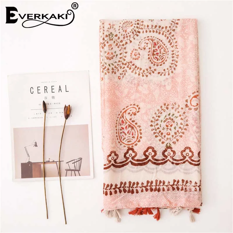 Everkaki Boho шарф шаль с принтом женские кисточки осень Цыганский узор женская накидка шарфики богемная шаль Женский зима