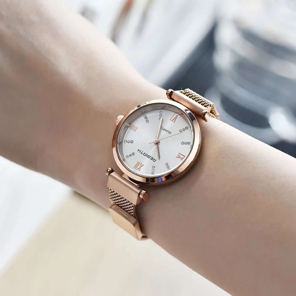 Роскошные женские часы браслет Творческий Магнитного Кварцевые из розового