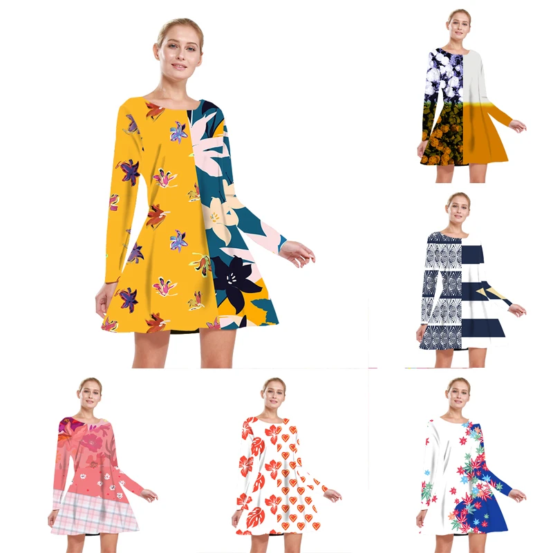 Повседневный женский сарафан без рукавов с круглым вырезом платье в стиле