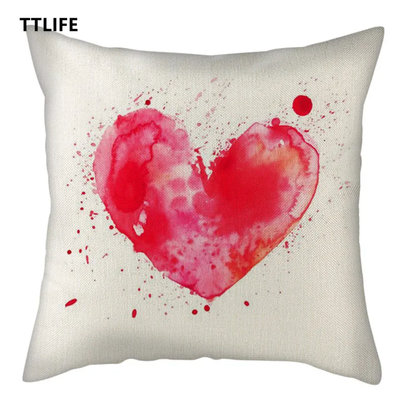 Бежевая льняная наволочка Fuwatacchi в форме сердца Поющая птица цветы любовь для