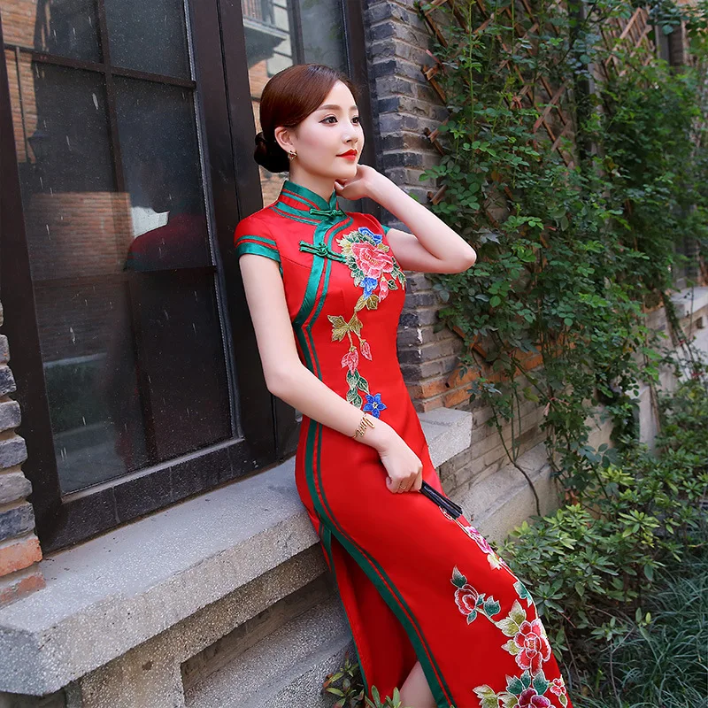 Женские вечерние платья восточные женские Cheongsam элегантный в китайском стиле