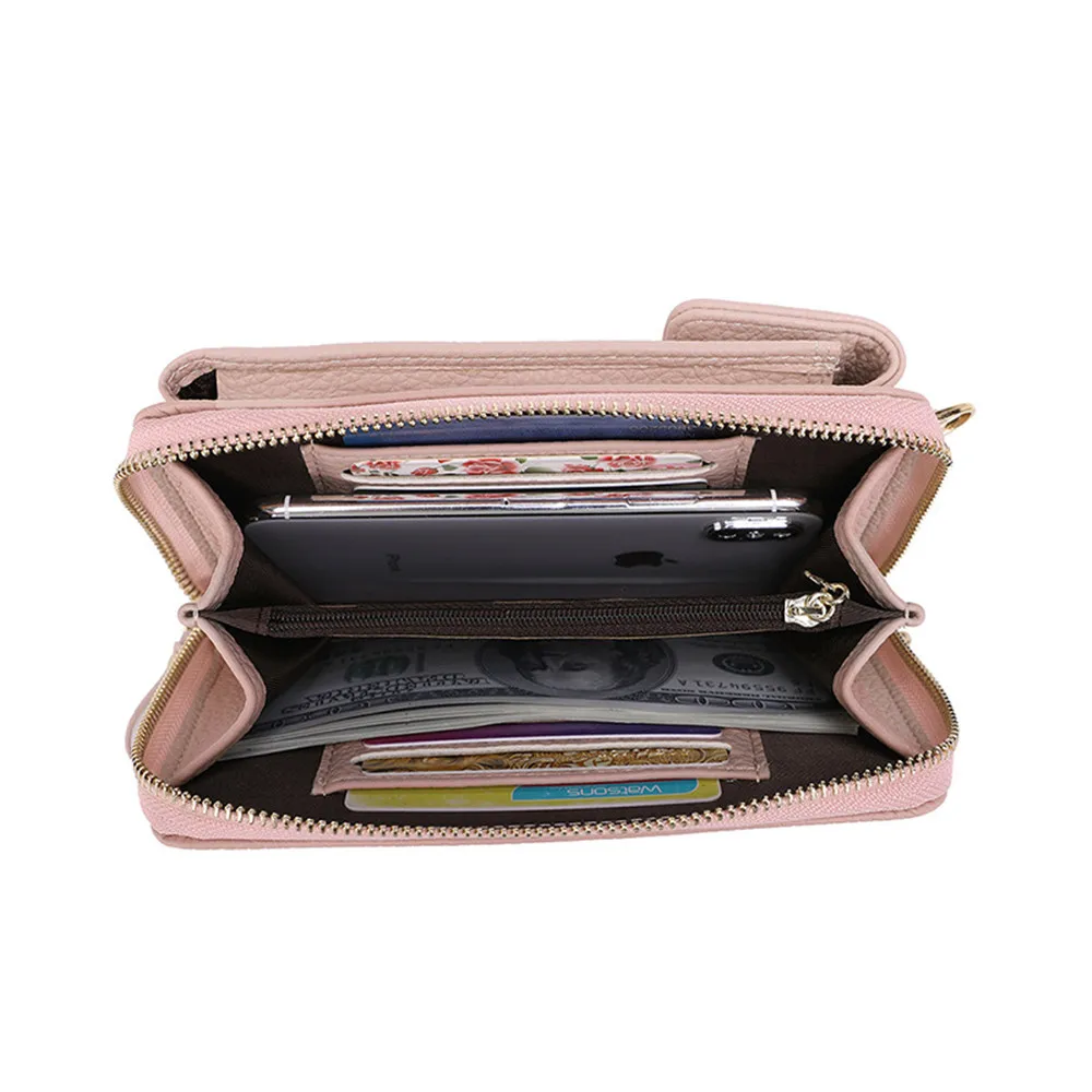 

Women Purses PU Leather Shoulder Strap Bag Mobile Phone Bag Card Holders Wallet Pockets for Girls Daily Versatile Handbag
