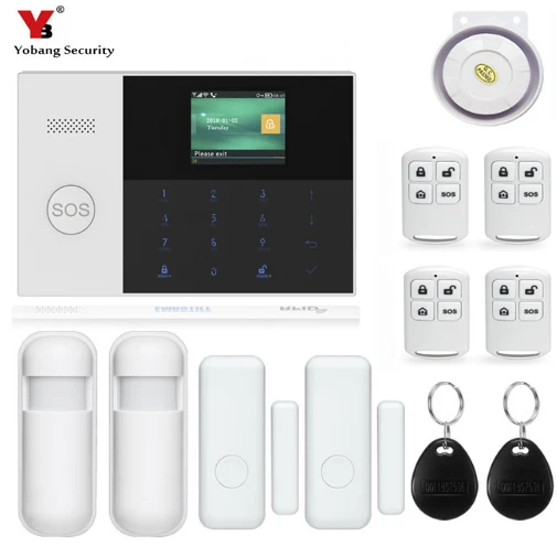 

Охранное приложение Yobang, дистанционное управление с помощью радиочастотной идентификации, Wi-Fi, GSM, комплекты охранной сигнализации для само...