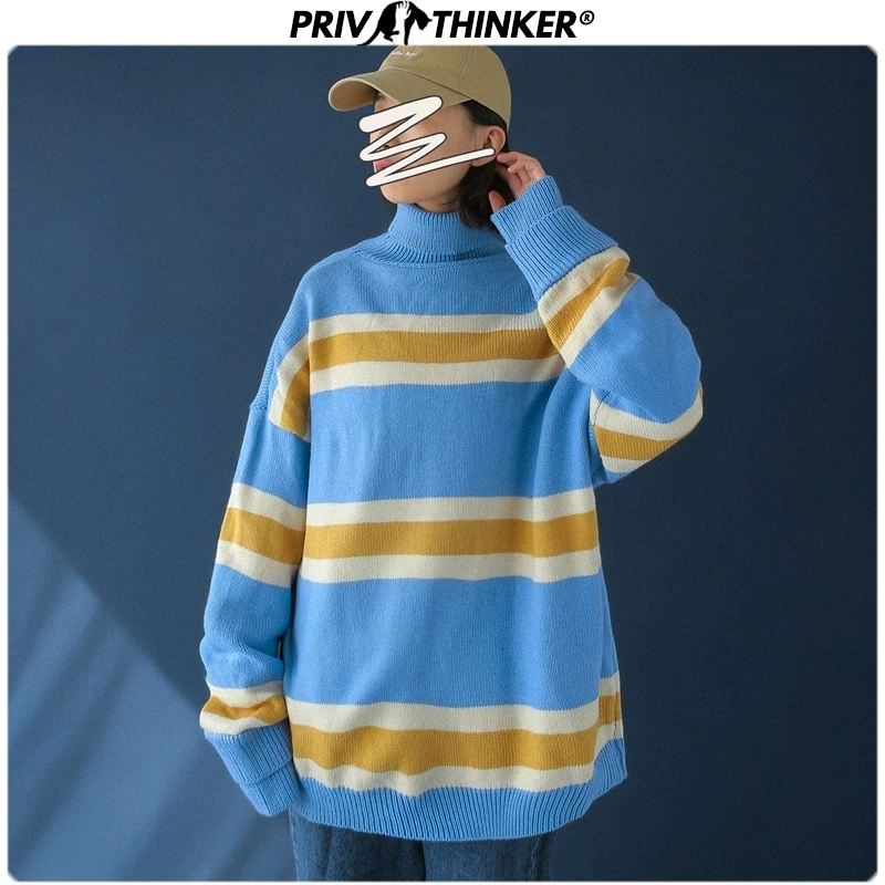 Privathinker женские полосатые пуловеры на осень и зиму свитер с высоким воротом