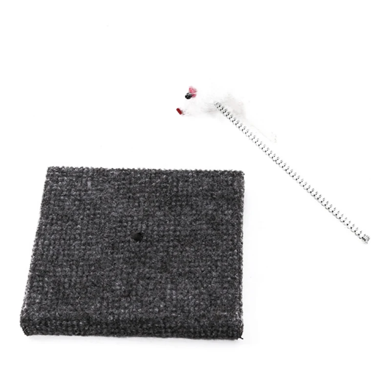 Velvet Square Cat Scratch Disc With Plush Mice Toy Accessory Pet Playing Exercise Claw Grinding | Дом и сад