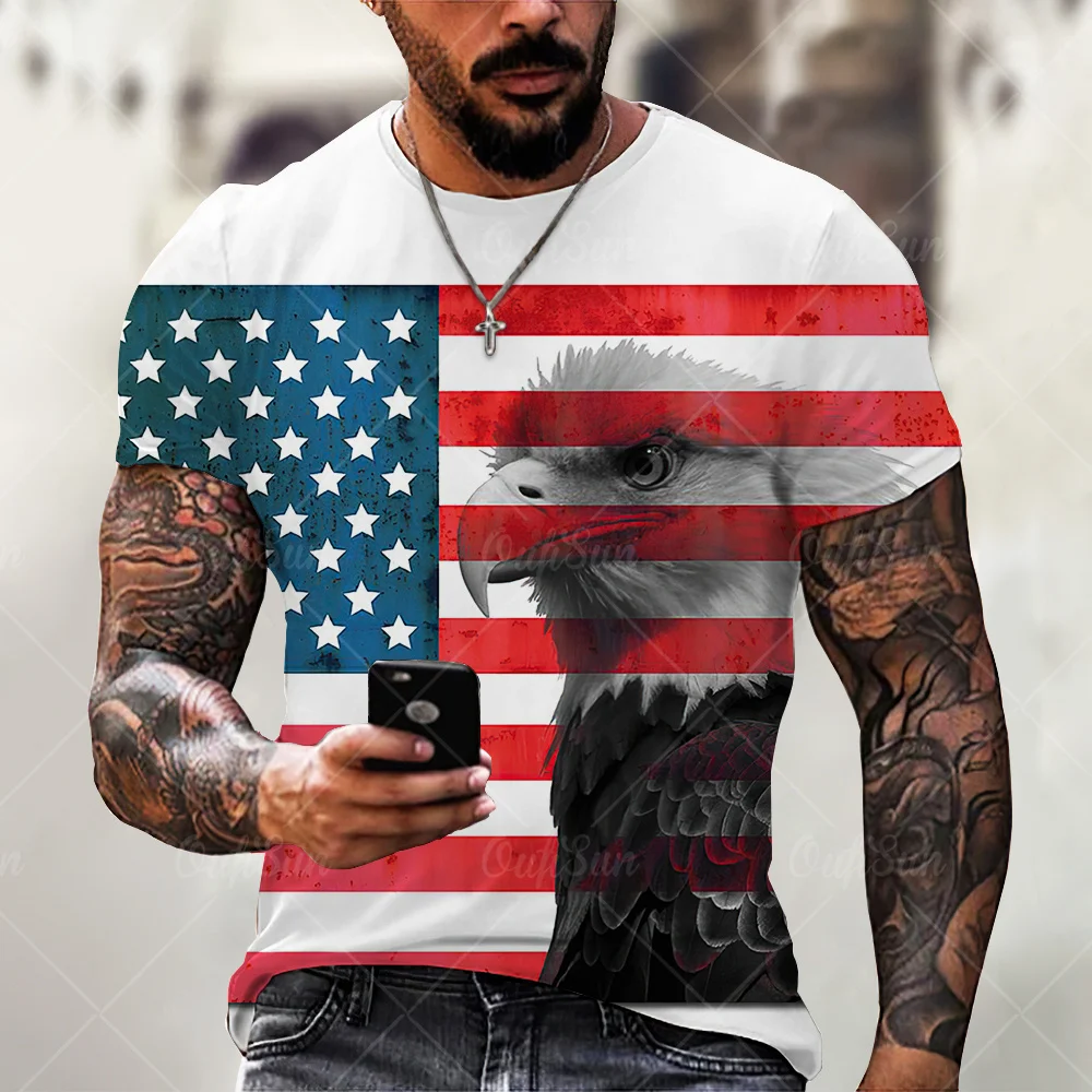 

American Flag 3d Printing Short-Sleeved Men'S T-Shirt Loose And Breathable Outdoor Sports Shirt O-Neck Oversized Top Summer