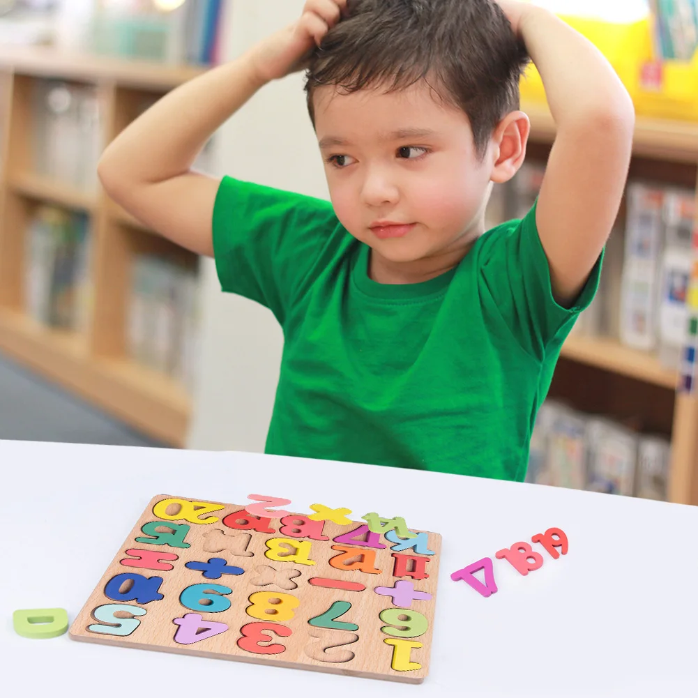 

Kids Wood Toy English Letter Digital Shape Matching Jigsaw Board Puzzle Baby Early Learning Educational Toys for Children