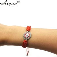 12 pieces oval virgin maria and father spot drill hand woven bracelet can worn by men and women as gifts or prayer