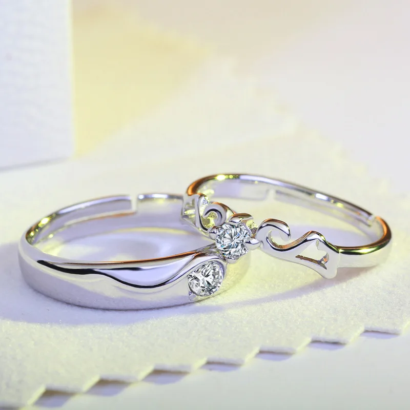 2 шт Роскошные серебряные ювелирные изделия Свадебные Кольца для женщин/мужчин