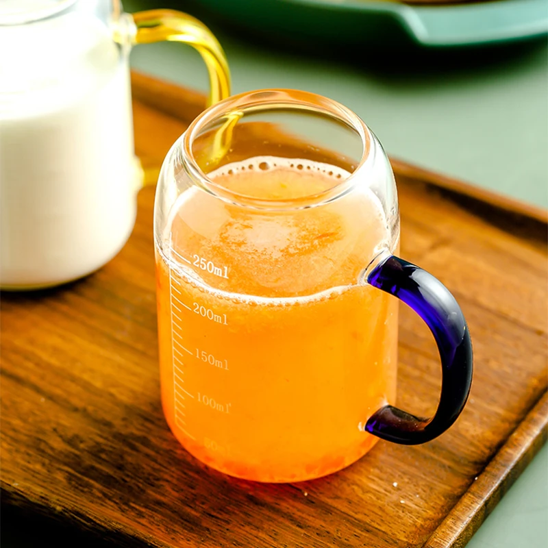 

250ml Wine Glasses Beer Glass Mug Cups Coffee Juice Milk Cup Breakfast With Scale Heat Resistant Water Cup Measuring Cup