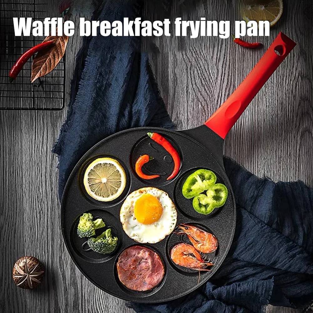 7 отверстие кастрюля для завтрака мульти Функция колеса Сковорода блинов Малый