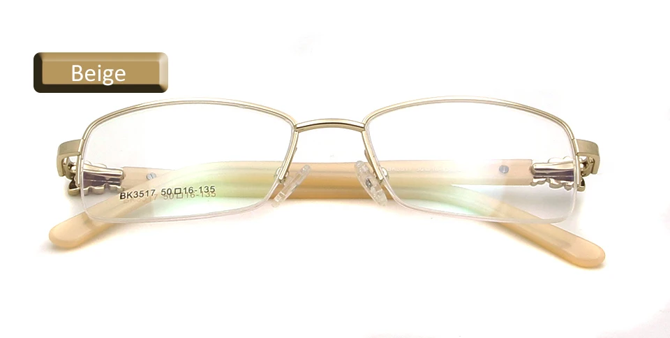 eyewear beige Rhinestone Women'S Eyeglasses Frame With Diamonds Golden Women Half Rim Metal Optical Frame Alloy Woman Square Glasses - Цвет оправы: eyewear beige