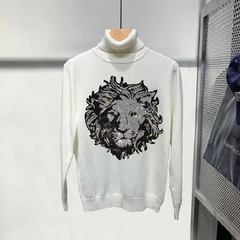 Мужской кашемировый свитер с высоким воротником Молодежный облегающий большим