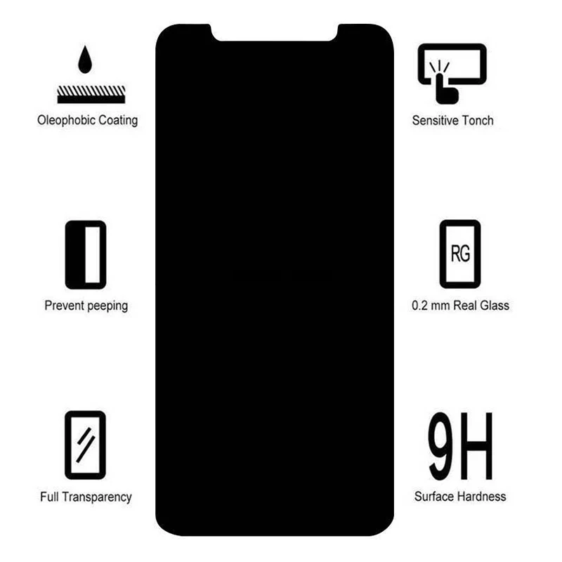 1 2pcs anti spy tempered glass for iphone 13 12 11 pro max 12mini x xs xr se privacy screen protectors on iphone 6s 7 8 plus free global shipping